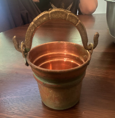 Small Copper Metal Pot Bucket/Pail with Swing Bail Handle