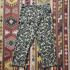 Vintage 1960s 70s Cotton Blend Duck Camo Cargo Hunting Pants Sz 34