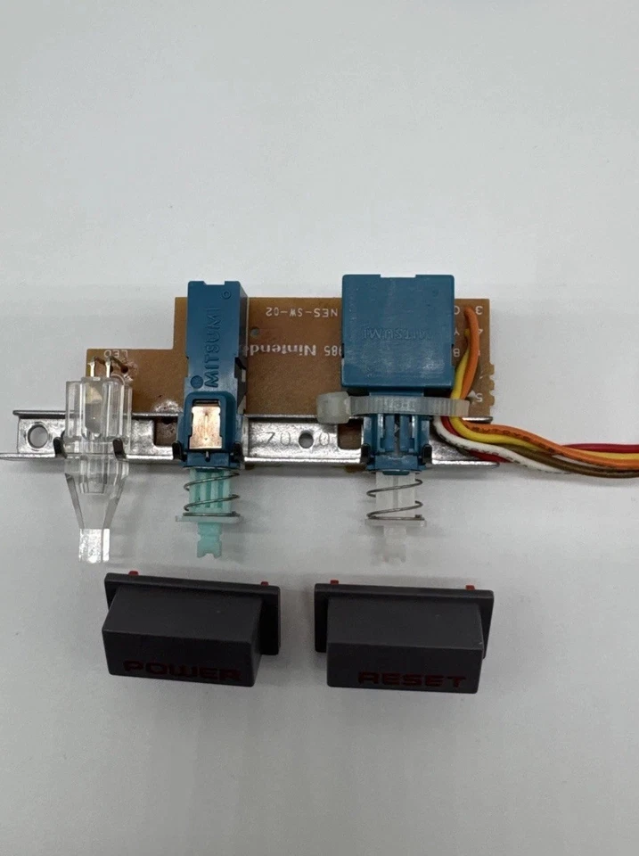 OEM NES Parts, Power & Reset Button Assembly, With Hardware, Tested & Working - Image 2 of 3