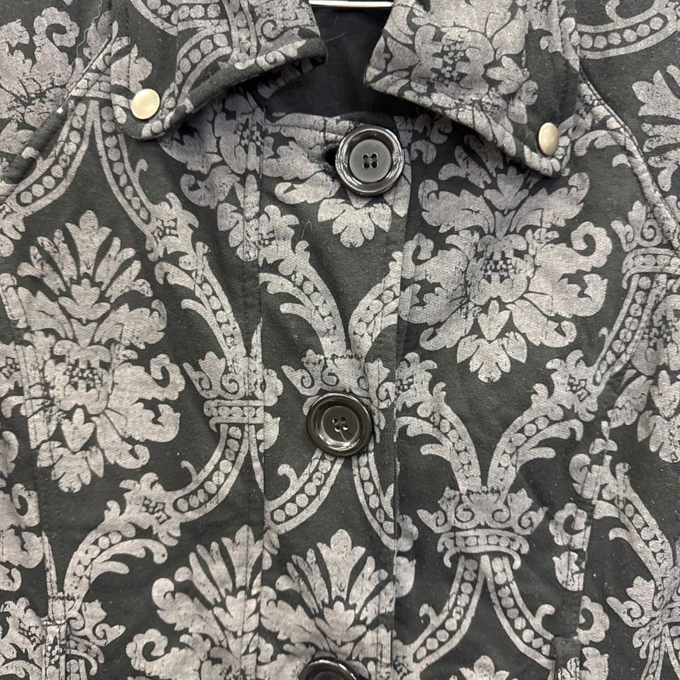 Chaqueta Floral Sello Húmedo Palanca Frontal Gótica Negra Informal Años 2000 Talla M Foto 3 de 4