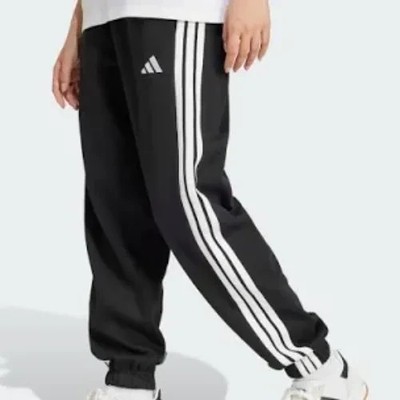 Adidas Essentials 3-Stripes Fleece Loose-Fit Sweatpants, Size Small Black/White