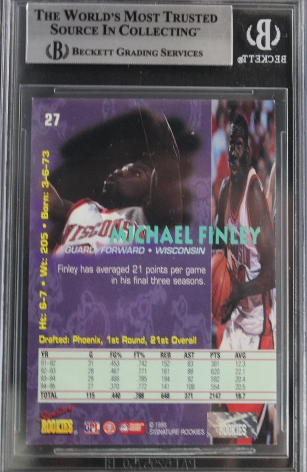 Michael Finley Wisconsin Signed Autographed 1995 Signature Rookies Tetrad 27 BAS - Image 2 of 3
