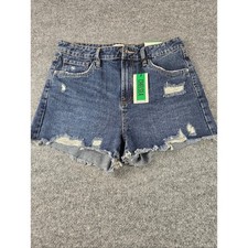 Refuge Denim Chelsea High Waisted Distressed Jean Shorts Waist: 28" 297