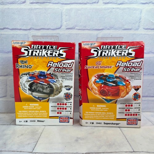 Mega Bloks Battle Strikers Battle Top Bundle + Striker Case Rhino Supercharge - Picture 4 of 5