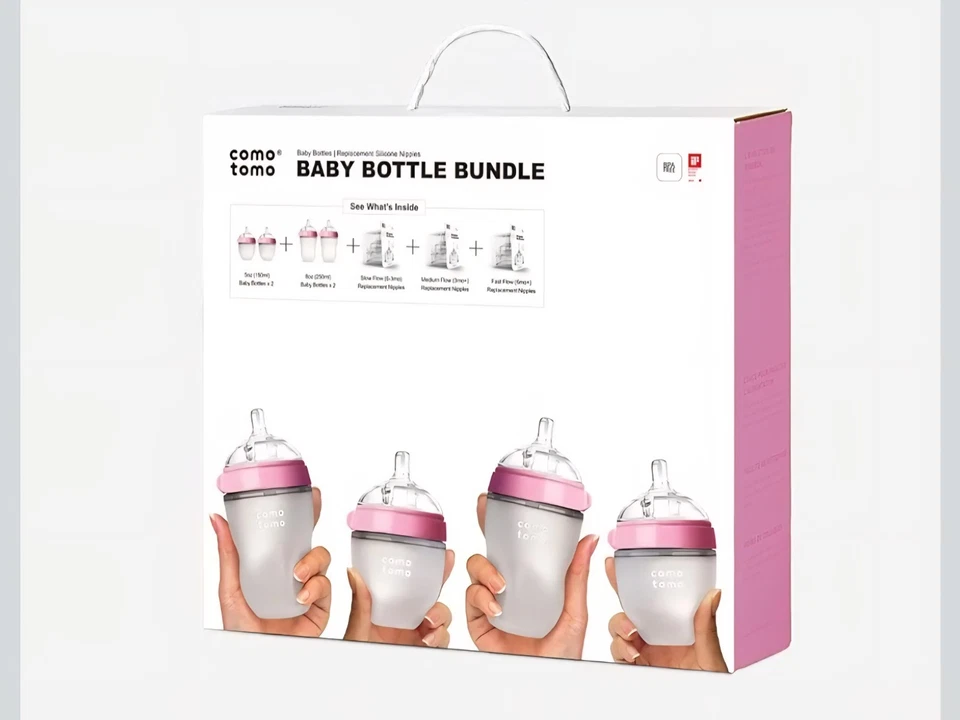 Pacote de mamadeira Comotomo, rosa, (conjunto de 7 peças) - Imagem 4 de 4