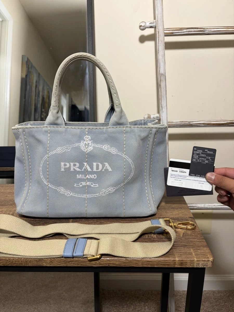 PRADA Canapa Tote Blue Bags & Handbags for Women for sale | eBay