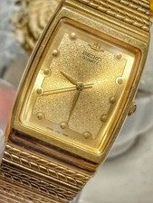 Working SEIKO QUARTZ Seiko Quartz Men s Watch Gold Vintage Belt Square Tank Exc
