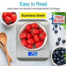 Food, Kitchen, Stainless Steel Scale LCD Display Baking, Cooking, and Meal Prep