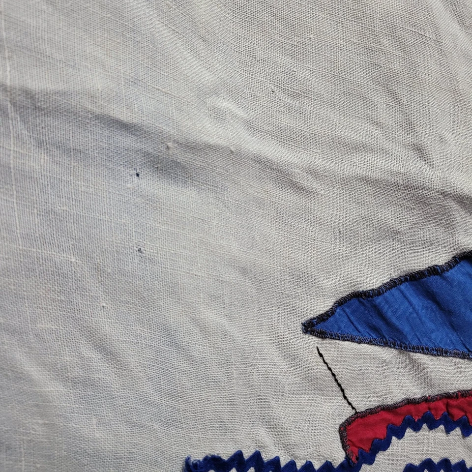 Apliques de velero náutico hechos a mano mesa corredor decoración costera azul rojo Foto 4 de 4