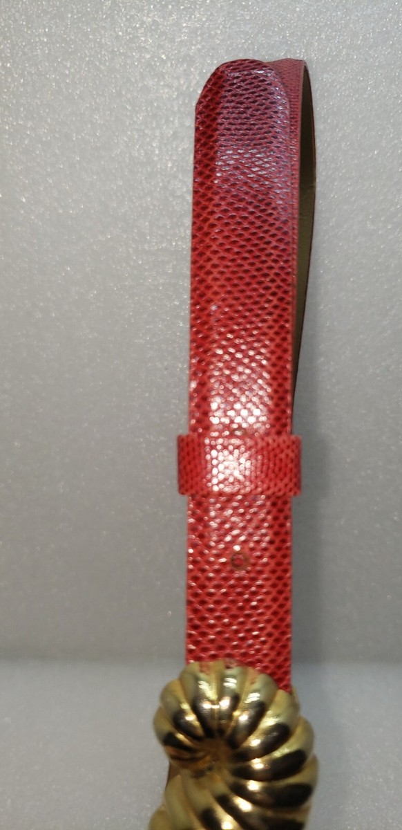 SAKS FIFTH AVENUE RED Belt GENUINE VINTAGE 1970s Reptile  display picture 3