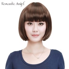 Cosplay Party Lady Girl Bob Wig Women's Short Straight with Bangs Full Wigs