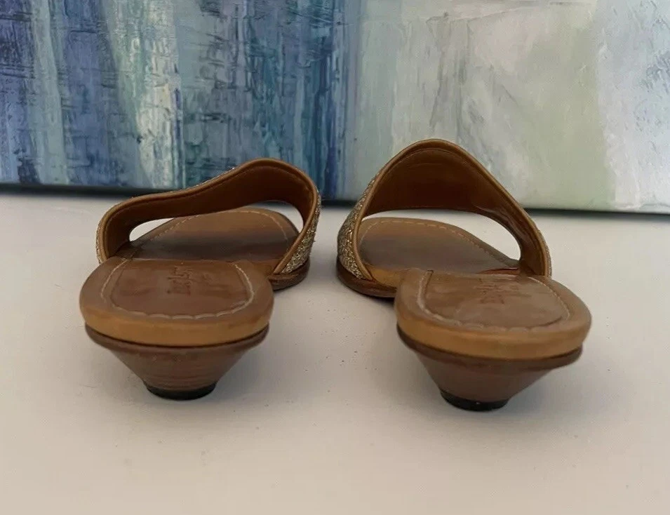 Eric Javits Bellport Signature Raffia Squishee Kitten Heel Slide Sandal SZ 7 1/2 - Image 3 of 4