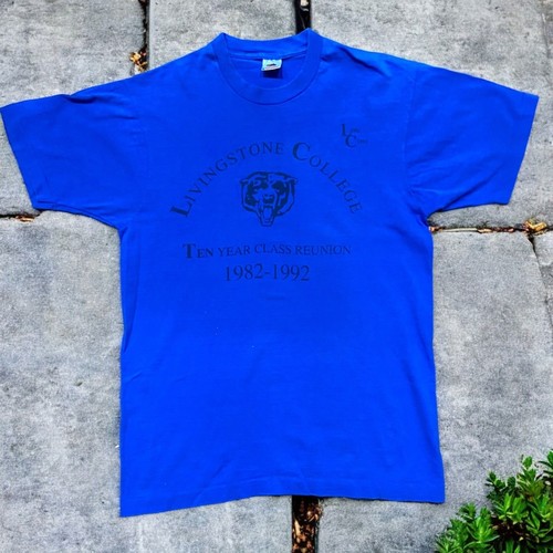 Fruit Of The Loom Livingston College Single Stitch Royal Blue T-Shirt Men's L