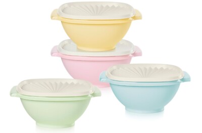 Tupperware CLASSIC SERVALIER BOWL SET of 4 ~ 5.25 Cup ~ PinkBlueYellowGreen ~NEW