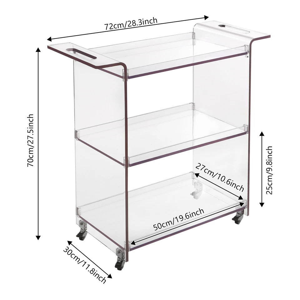 Gourmet Kitchen Cart with Wheels 3 Tiers Mobile PC Cart Rolling Serving Cart - Image 2 of 4