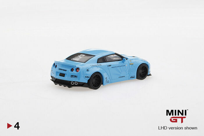 MINI GT 4 LB WORKS Nissan GT-R (R35) Light Blue Type 1, Rear MINI GT 4 LB WORKS Nissan GT-R (R35) Light Blue Type 1, Rear