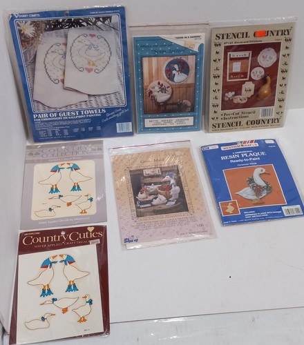 Country Goose Embroidery Applique Hoop Stencil Decals Resin Arts Crafts Lot Of 7 - Picture 2 of 15