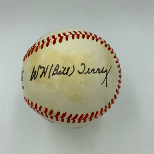 Carl Hubbell Bill Terry Edd Roush NY Giants Legends Signed NL Baseball JSA COA - Picture 2 of 7