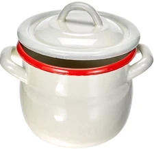 IBILI Mini stockpot 0,5 l of Enamelled Steel in White/red, 12 x 12 x 12 cm