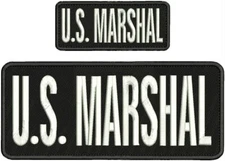 US MARSHAL  EMB PATCH 4X10 AND 2X5 HOOK ON BACK BLACK/WHITE