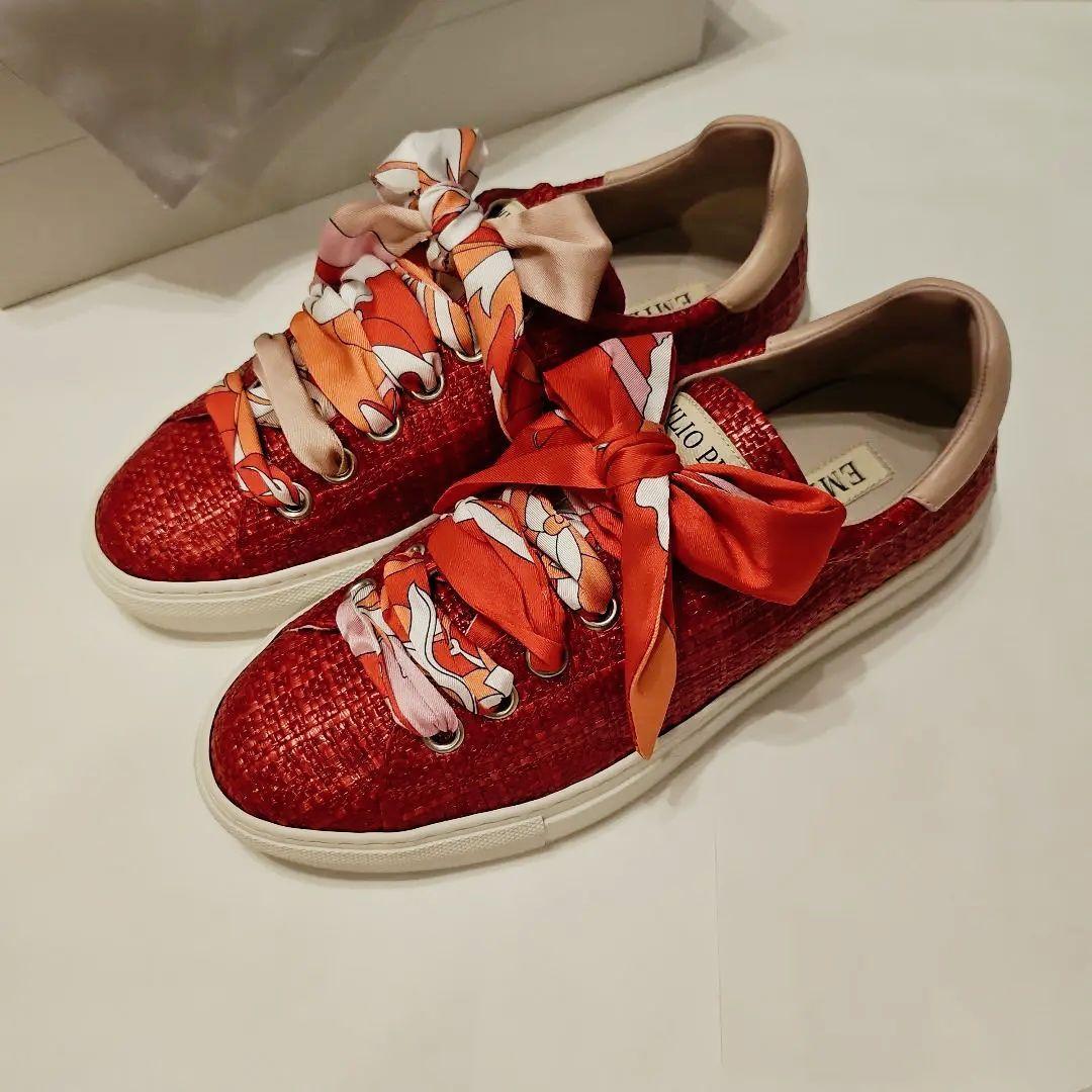 EMILIO PUCCI Sneakers, Size 38, Unworn, Popular Red-Orange