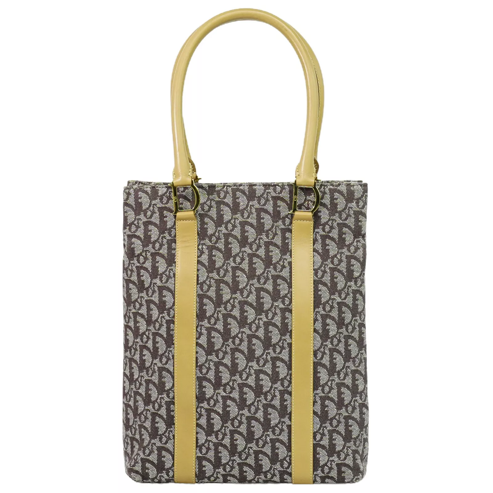 Sac fourre tout Christian Dior Trotter toile marron doré