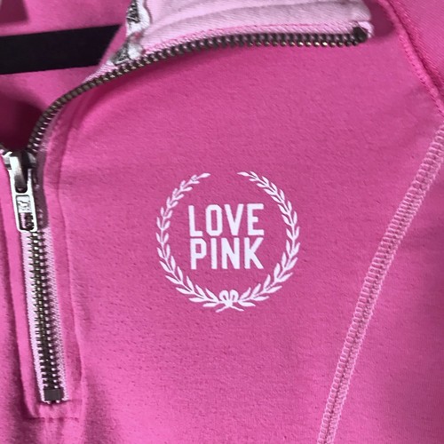 PINK Victoria's Secret Women's Size Small Half Zip Pullover Sweatshirt Logo - Picture 6 of 9