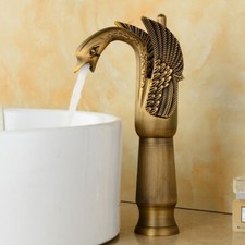 Bathroom Brass Basin Sink Mixer Taps Antique Single Handle Faucet Swan Design