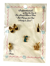 New Angel Days 5 Pins Inspirational Gold Tone by Medici Two Sisters Blue Angel