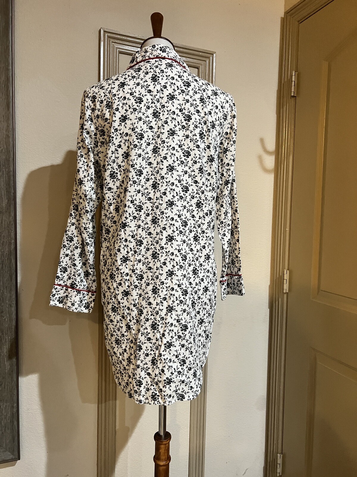 Lauren Ralph Flannel Night Shirt Monogram Pocket LRL … Gem