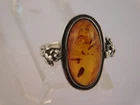 VINTAGE EUROPE AMBER 800 RING SIGNED FINE SILVER SIZE 7.25 HALLMARKED