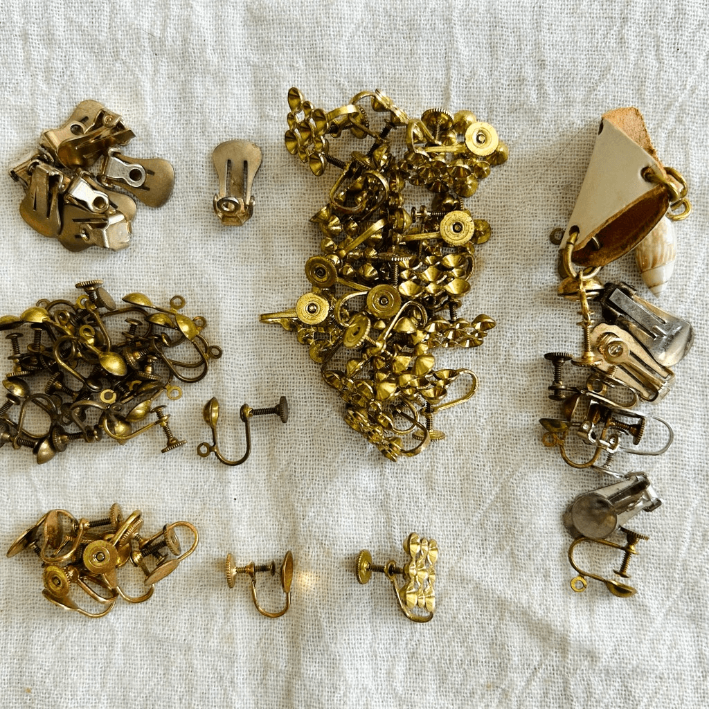 Lot Vintage Clip On Screw Back Earrings Findings Crafting