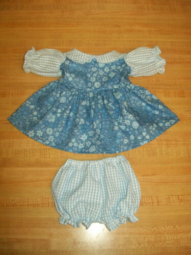 BLUE CHECK GINGHAM+FLOWER CALICO DRESS+PANTIES for 16-18" CPK Cabbage Patch Kids - Picture 1 of 3
