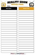 Reality TV Show Erasable Office Pool - Survivor Amazing Race DWTS Guess Game