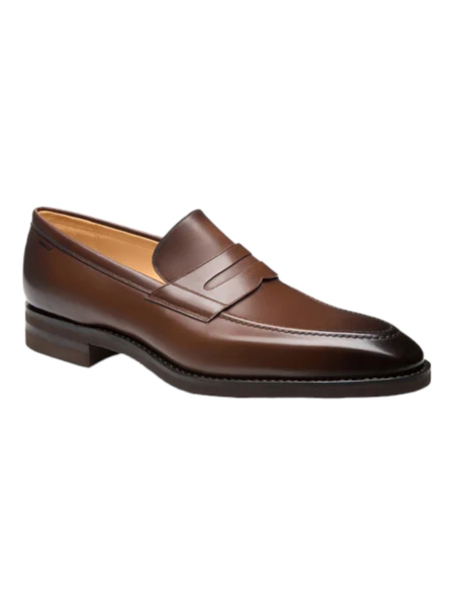 Bally Men’s Swiss Made Leather Apron Toe Loafers 8.5 – Dark Brown BALLY Mens Shoes Loafers US 8.5M Mathew Leather Brown  main image 2