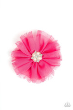 Paparazzi Hair Clip - Pink - Flowering Fringe Flower Chiffon Blossom