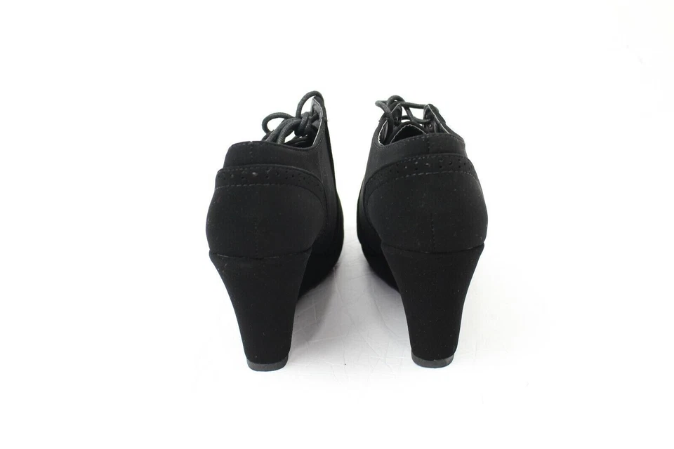 Top Moda Mujer Zapatos de Cuña Imitación Gamuza Botines Negros Talla 7 Foto 3 de 4
