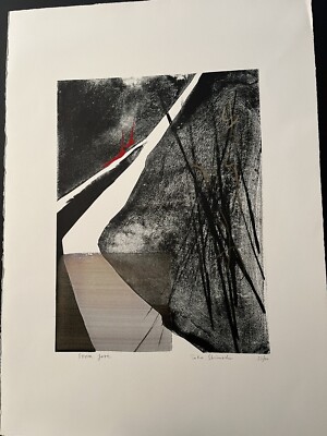 RARE 1980 TOKO SHINODA Lithograph - FROM YORE -Added red, gold and black accents