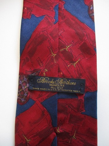 Brooks Brothers made USA blue red preppy duffel coat art silk neck tie - Picture 2 of 3
