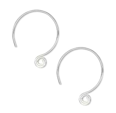 2 Hill Tribes Silver Spiral Bead 21mm Round Hook Earring Wires Earwires Loop