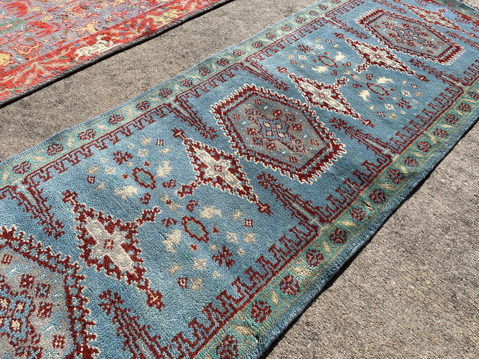 2x8 BLUE RUNNER RUG WOOL HANDMADE oriental new clean oushak HAND