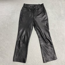 Wilsons Leather Pants Women 8 Black Leather Biker Maxima Straight Leg 27" Inseam