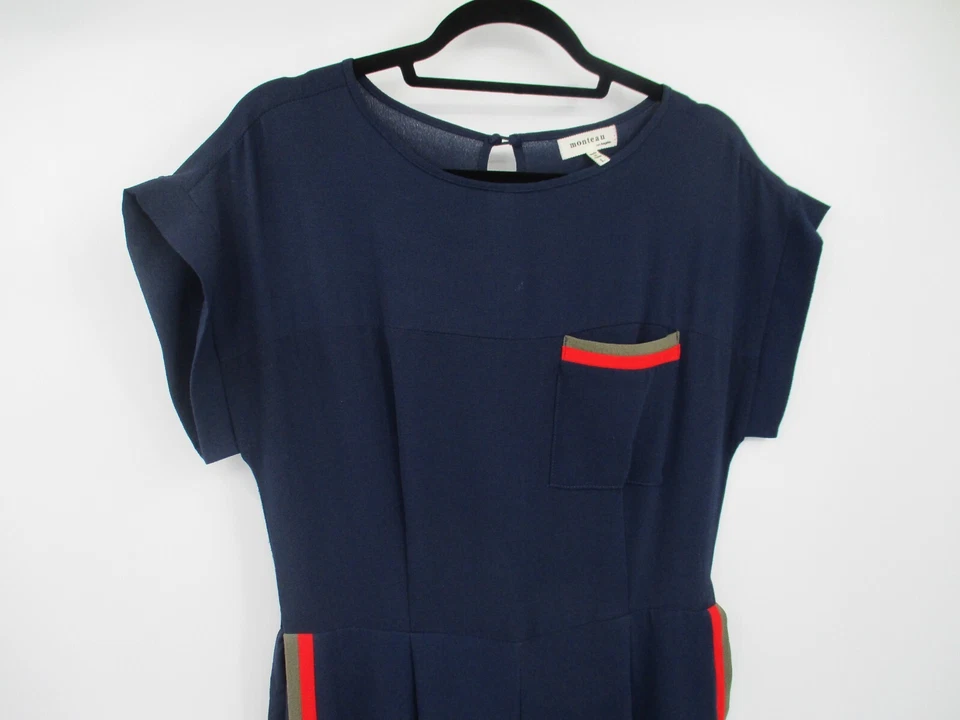 Mono para mujer Monteau grande elástico azul marino recto manga corta tejido Foto 4 de 4