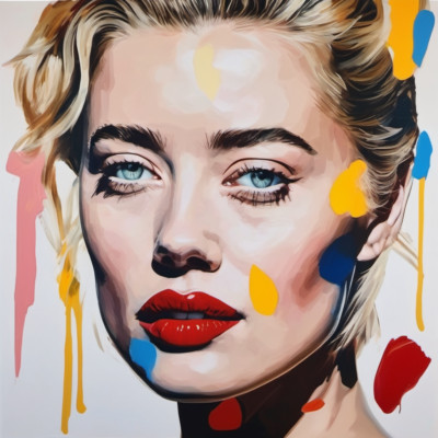 Hommage an Amber Heard Street Art Fotografie 112 80x80cm Leinwand Bilder Pop Art