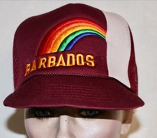 BARBADOS vintage snapback mesh trucker cap hat rainbow