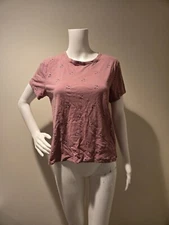 A.P.C Linen Blend Floral Print Short Sleeved T-Shirt Mauve M