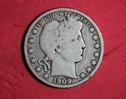 1909-S SILVER BARBER HALF DOLLAR #P16124
