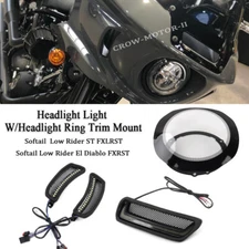 Front Headlight Cover LED Fairing Lights For Softail Low Rider El Diablo FXRST