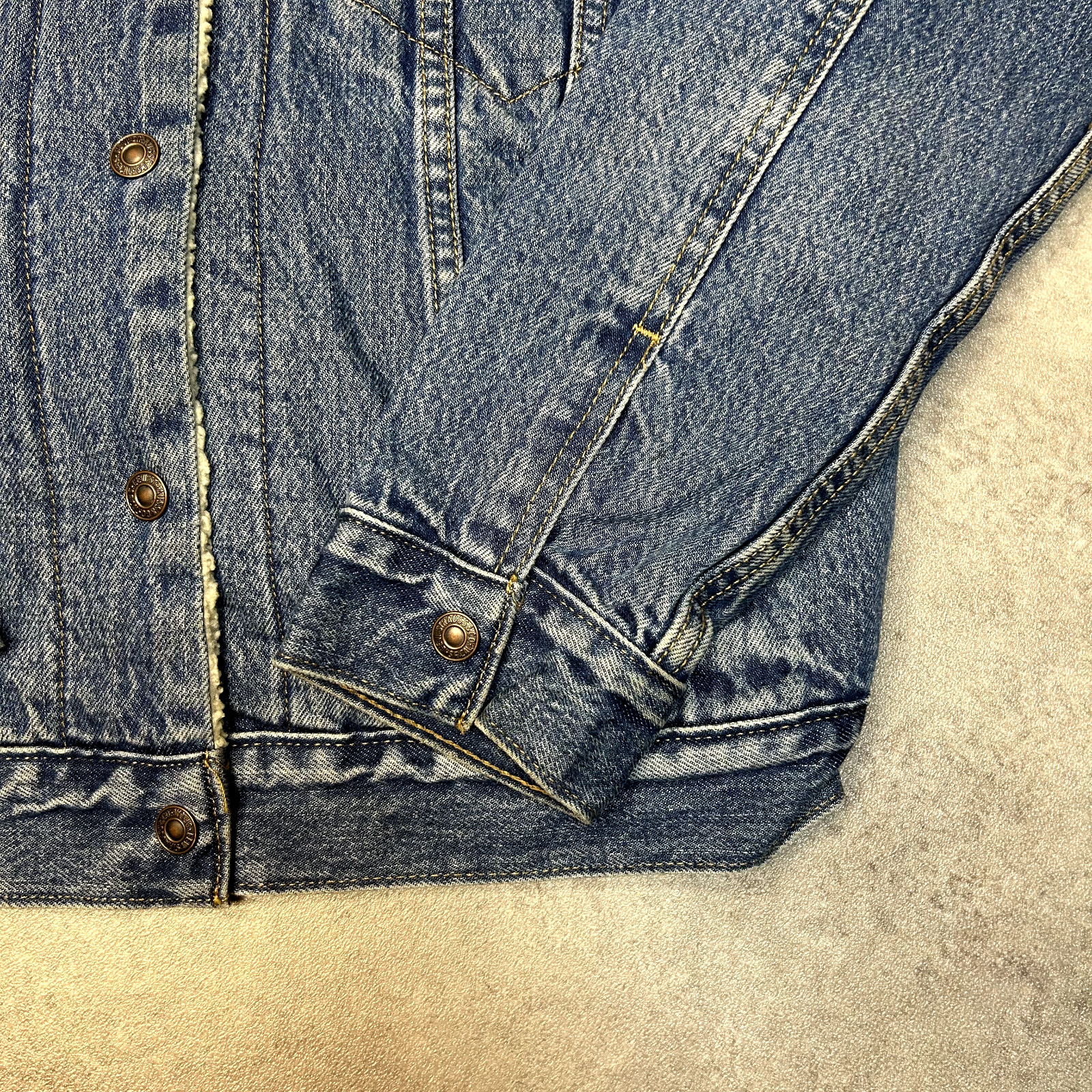 Levis Denim Jacket Mens Medium Y2K Sherpa Lined Vintage Bomber Coat, Blue image 5