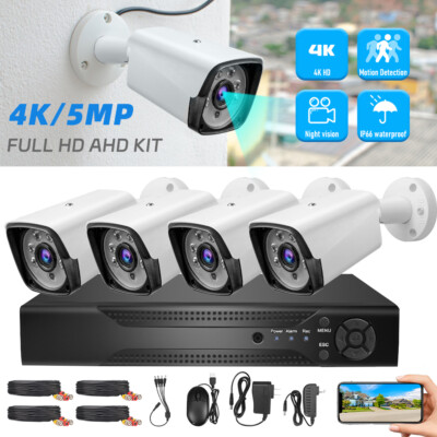 5MP Lite 4CH DVR Security Camera System Kit 4K 1080P Outdoor with Hard Drive 1TB